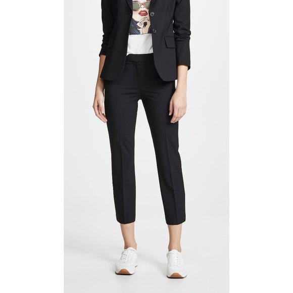 THEORY Treeca Wool-Blend Cropped Pants in Black - Picture 1 of 6